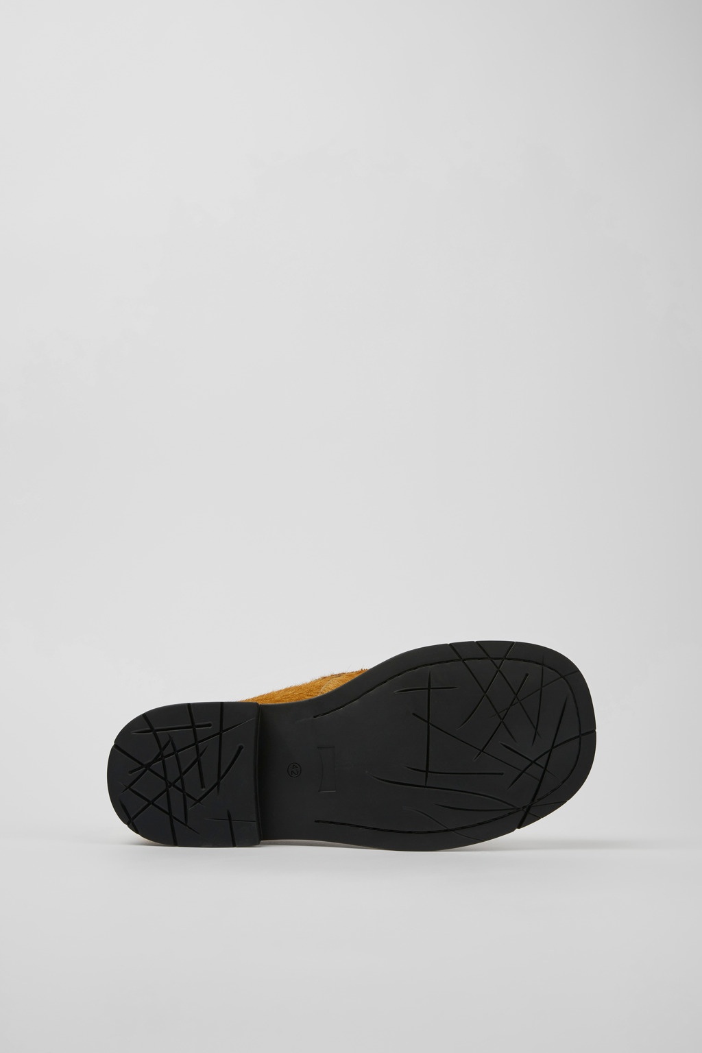 Dark yellow long calf hair leather loafers - 5