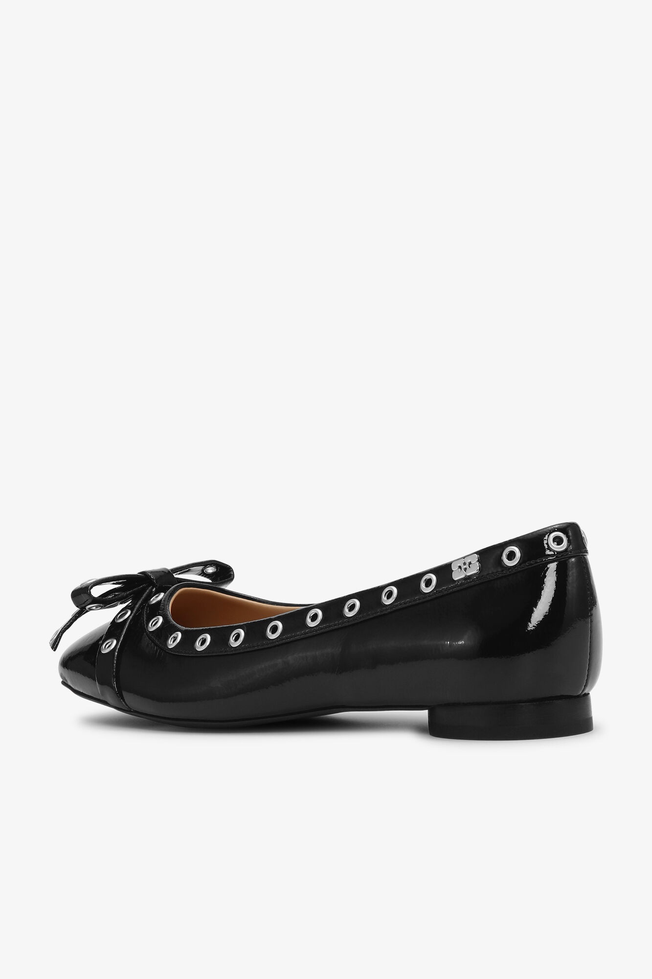 BLACK EYELET BOW BALLERINAS - 3