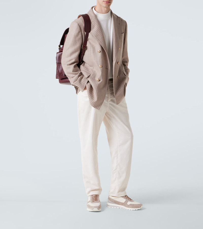 Brunello Cucinelli Suede-trimmed leather sneakers outlook