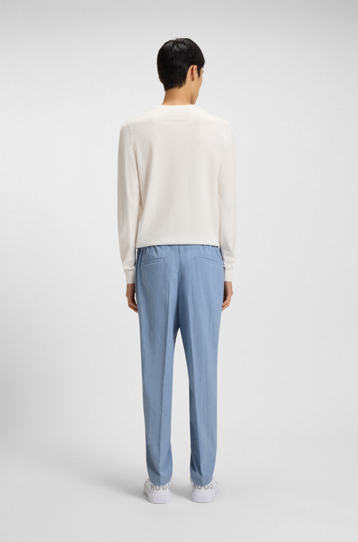 SLIM-FIT TROUSERS IN MELANGE WRINKLE-RESISTANT FABRIC - 4