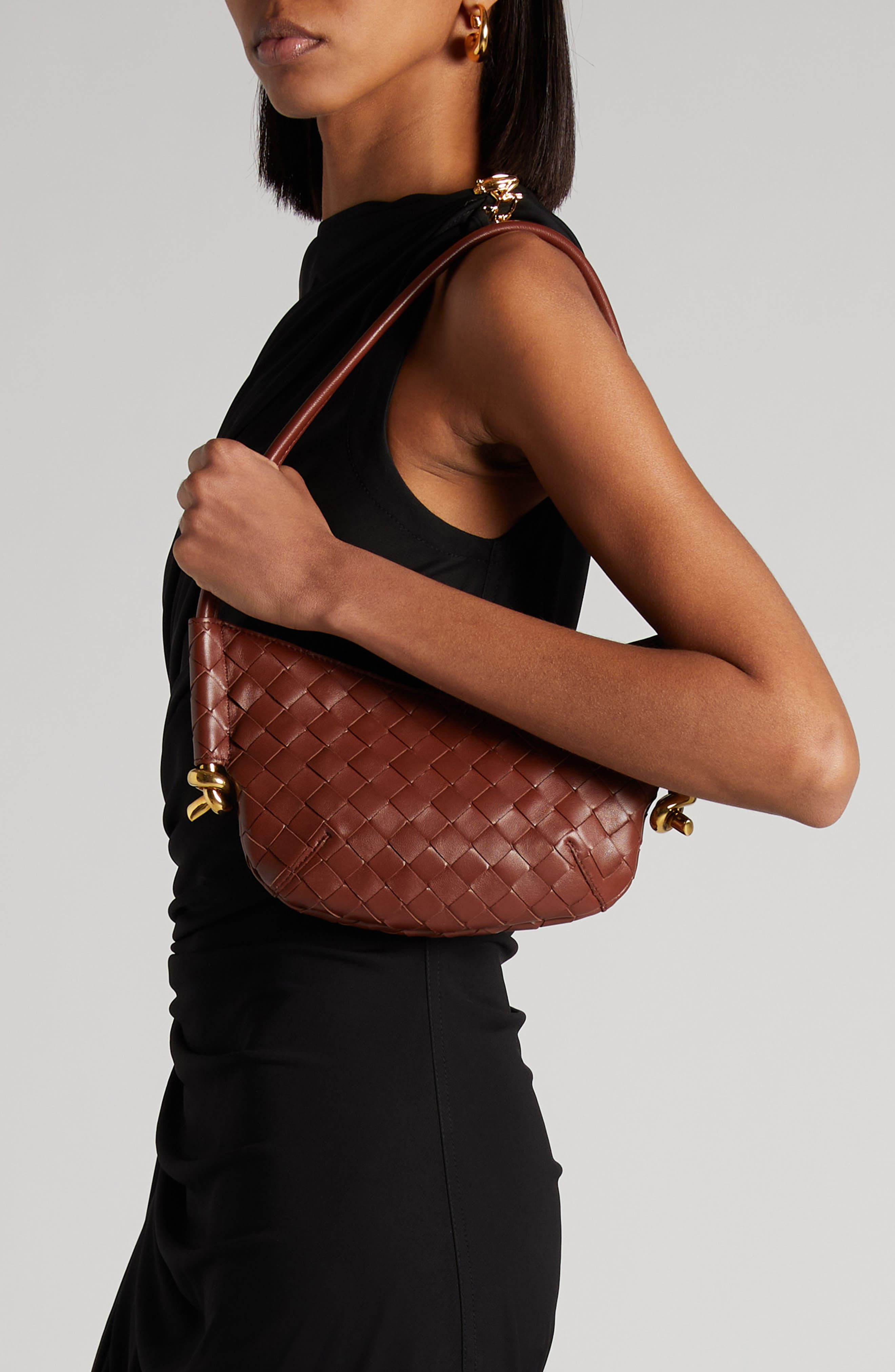 Bottega Veneta Mini Solstice Intrecciato Leather Hobo Bag in 2250 Barolo-M Brass at Nordstrom - 7