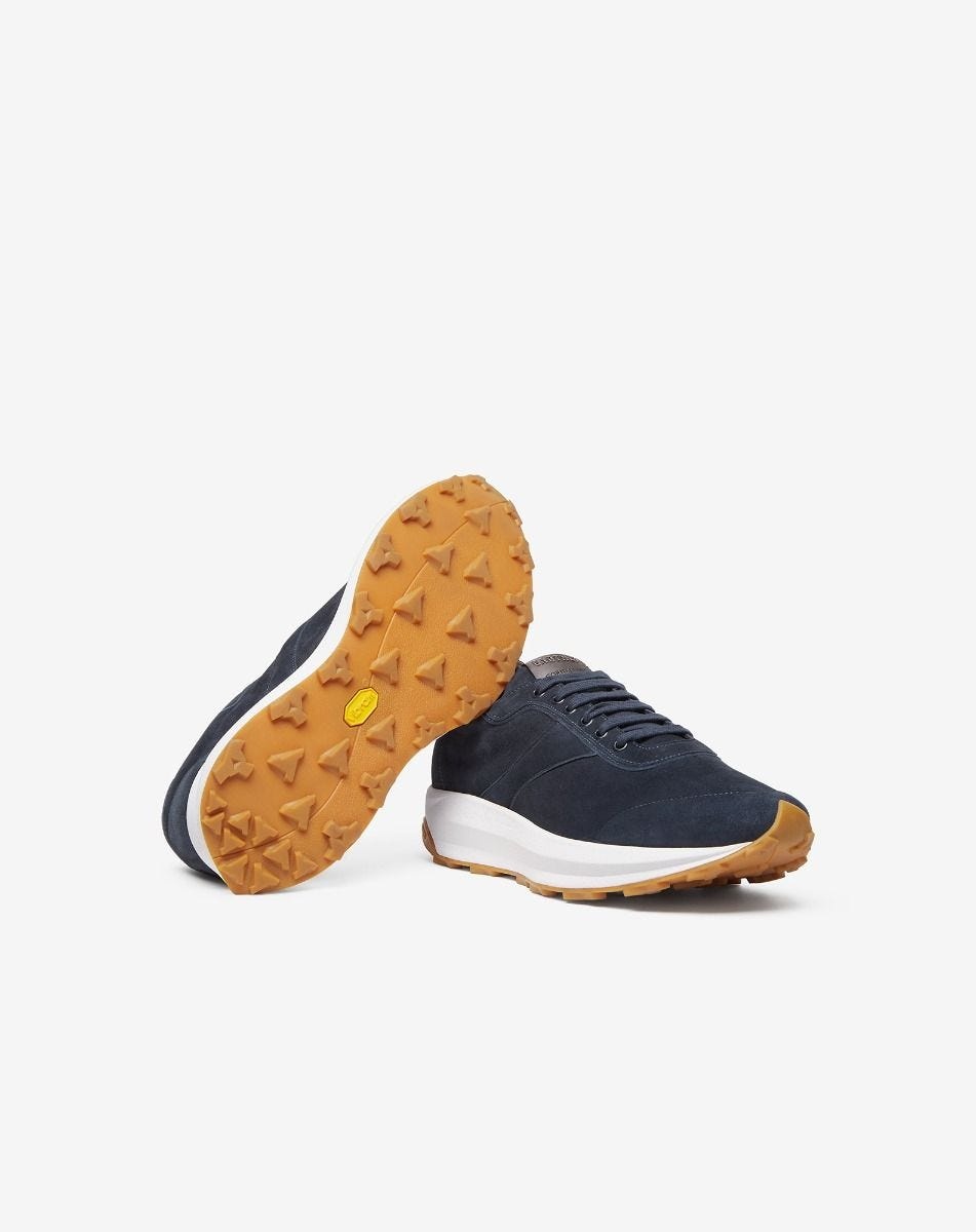 Navy blue suede running shoes - 2