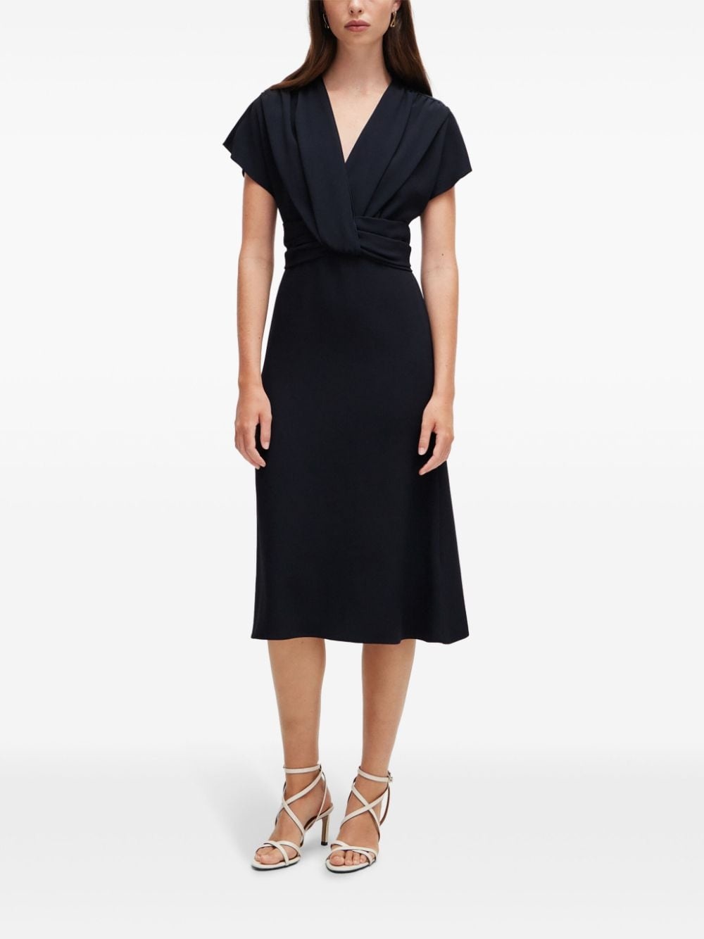 draped midi dress - 3