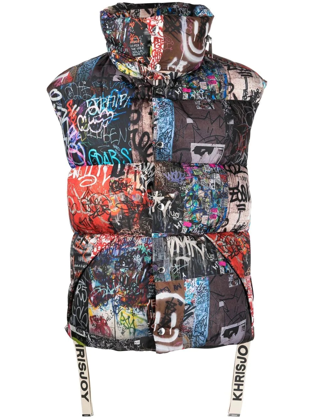 graffiti-print zip-up gilet - 1