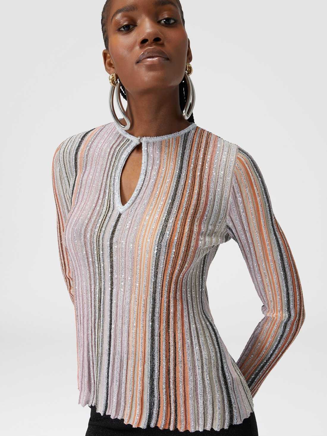Partialized ribbed sweater with sequins - 4