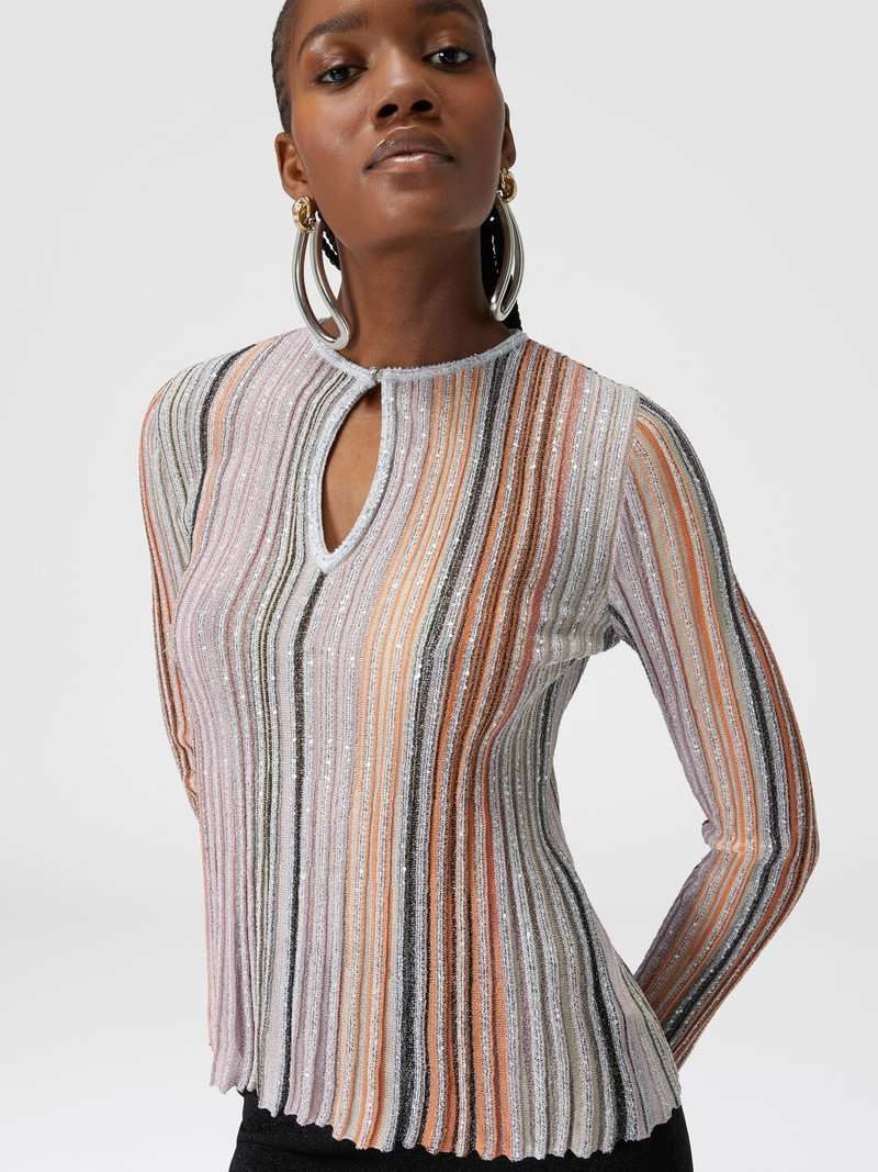 Partialized ribbed sweater with sequins 4