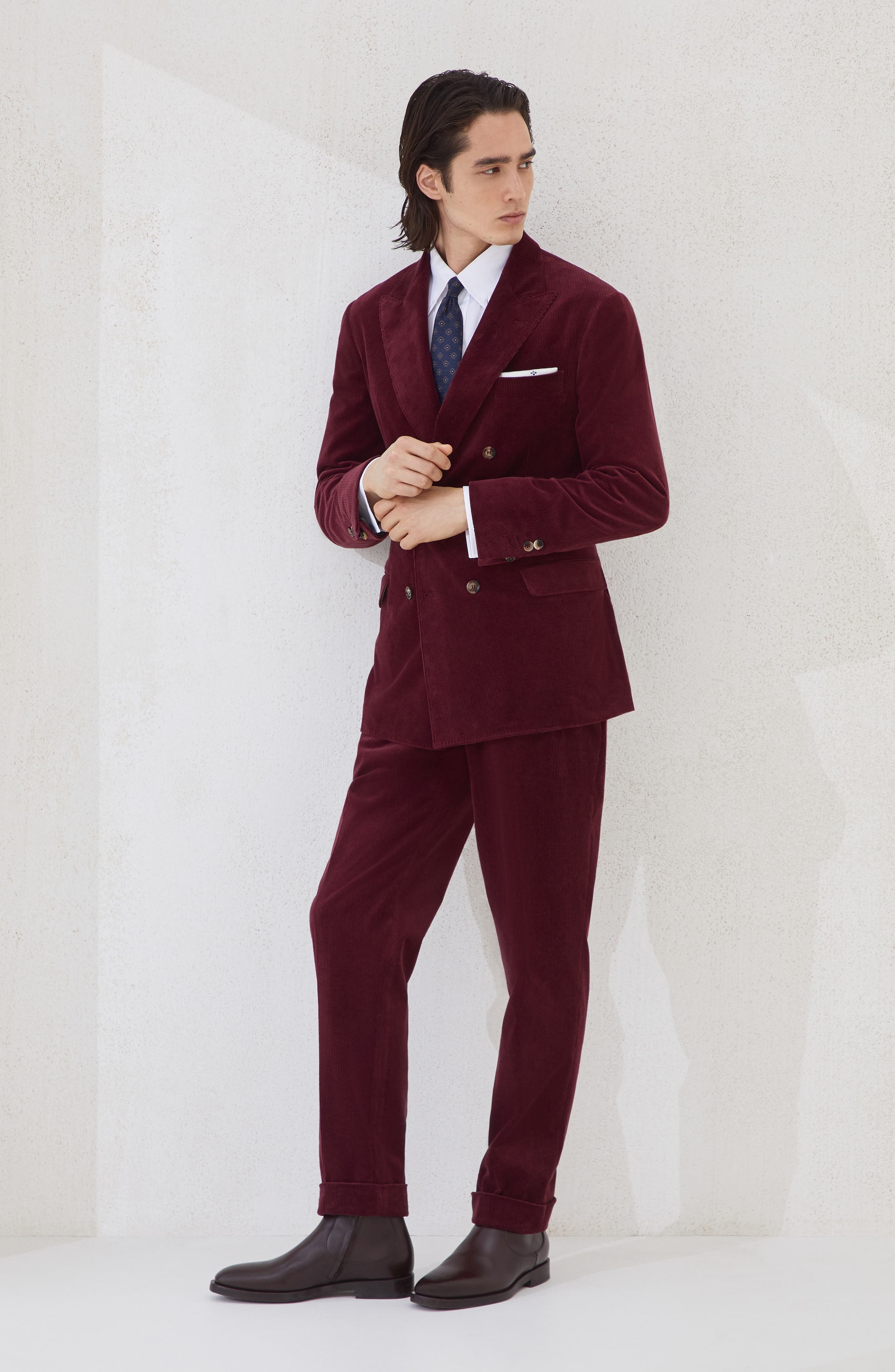 Brunello Cucinelli Trousers with double pleats and tabs in Amaranth at Nordstrom - 4