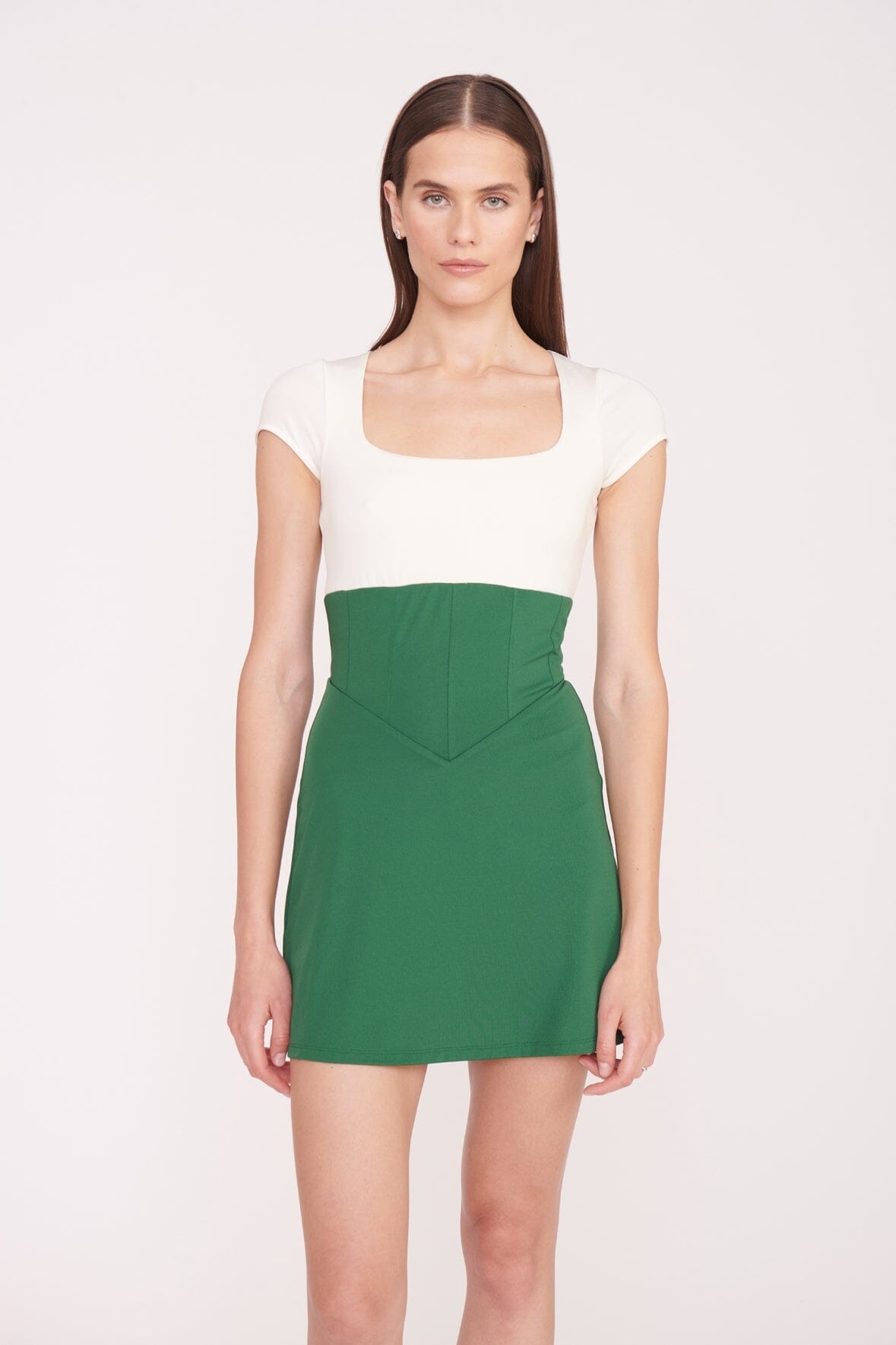 STAUD BACKSPIN DRESS COURT GREEN IVORY - 4