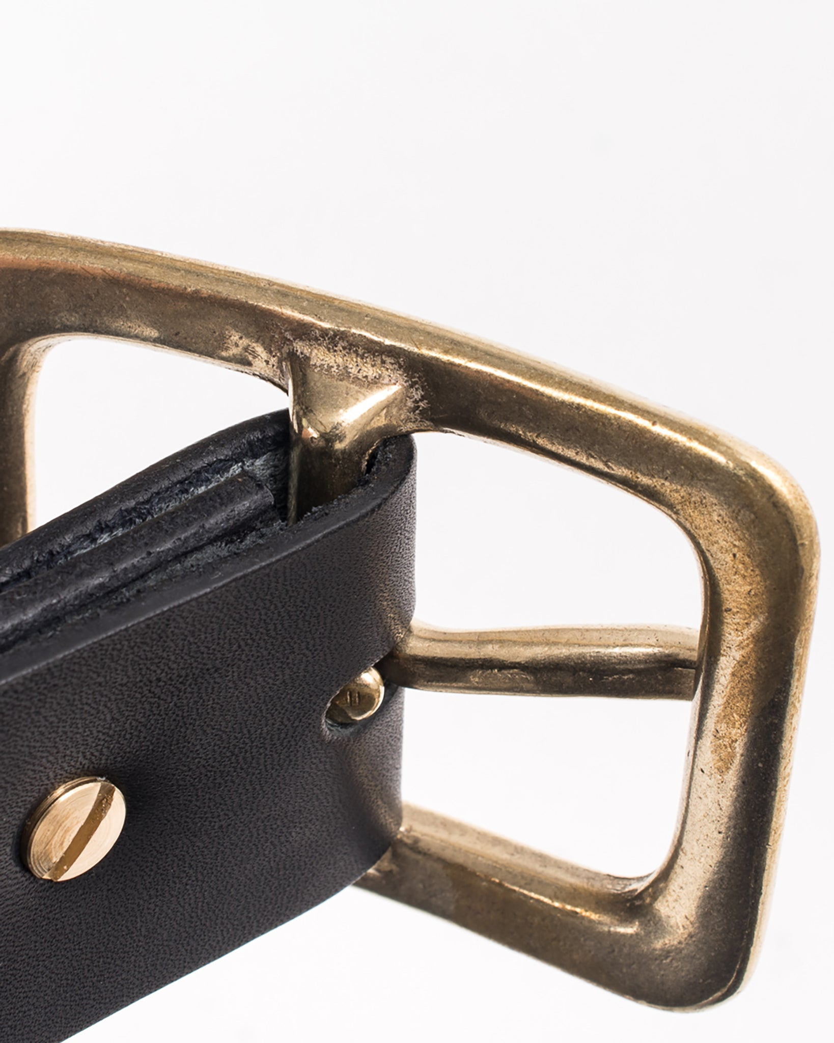 IHB-11-BLK Heavy Duty "Tochigi" Leather Belt with Brass Garrison Buckle - Black - 5
