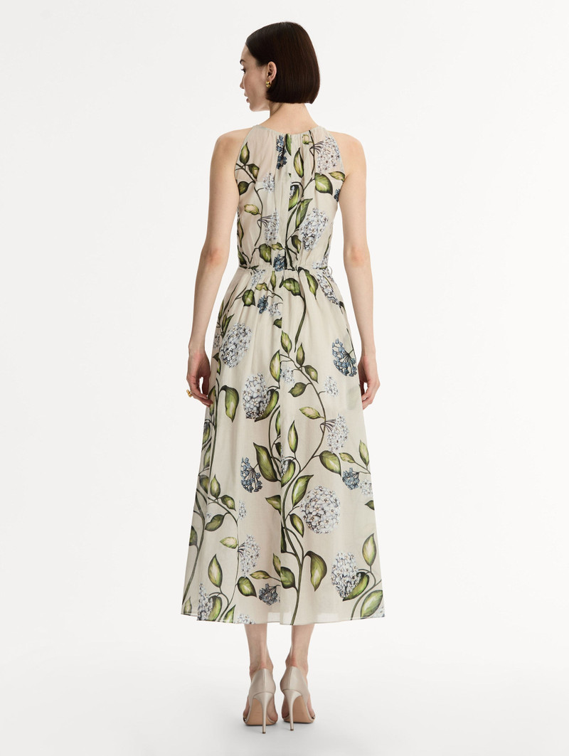 PORCELAIN FLOWER COTTON POPLIN PLEATED DRESS 3