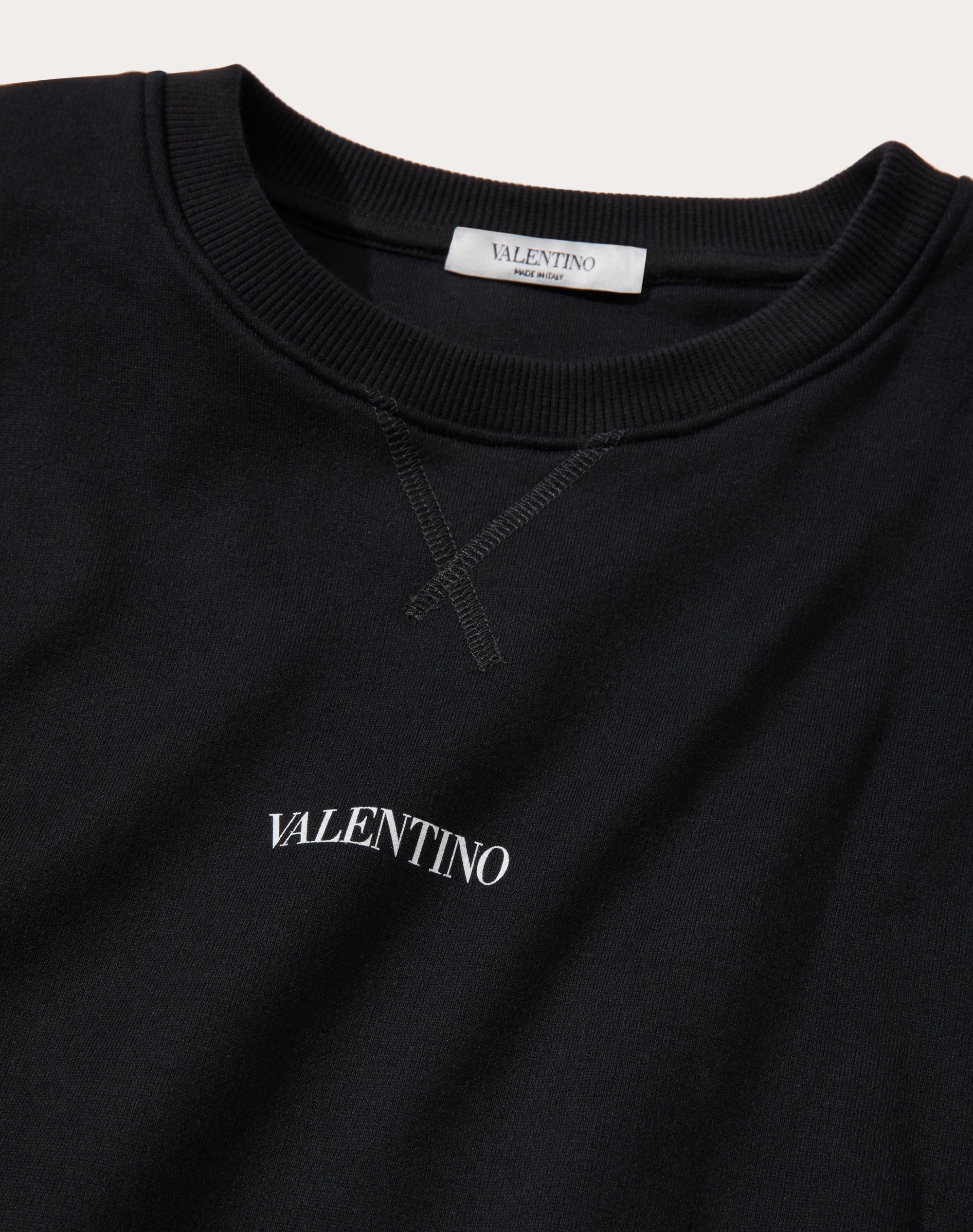 COTTON CREWNECK SWEATSHIRT WITH VALENTINO PRINT - 2