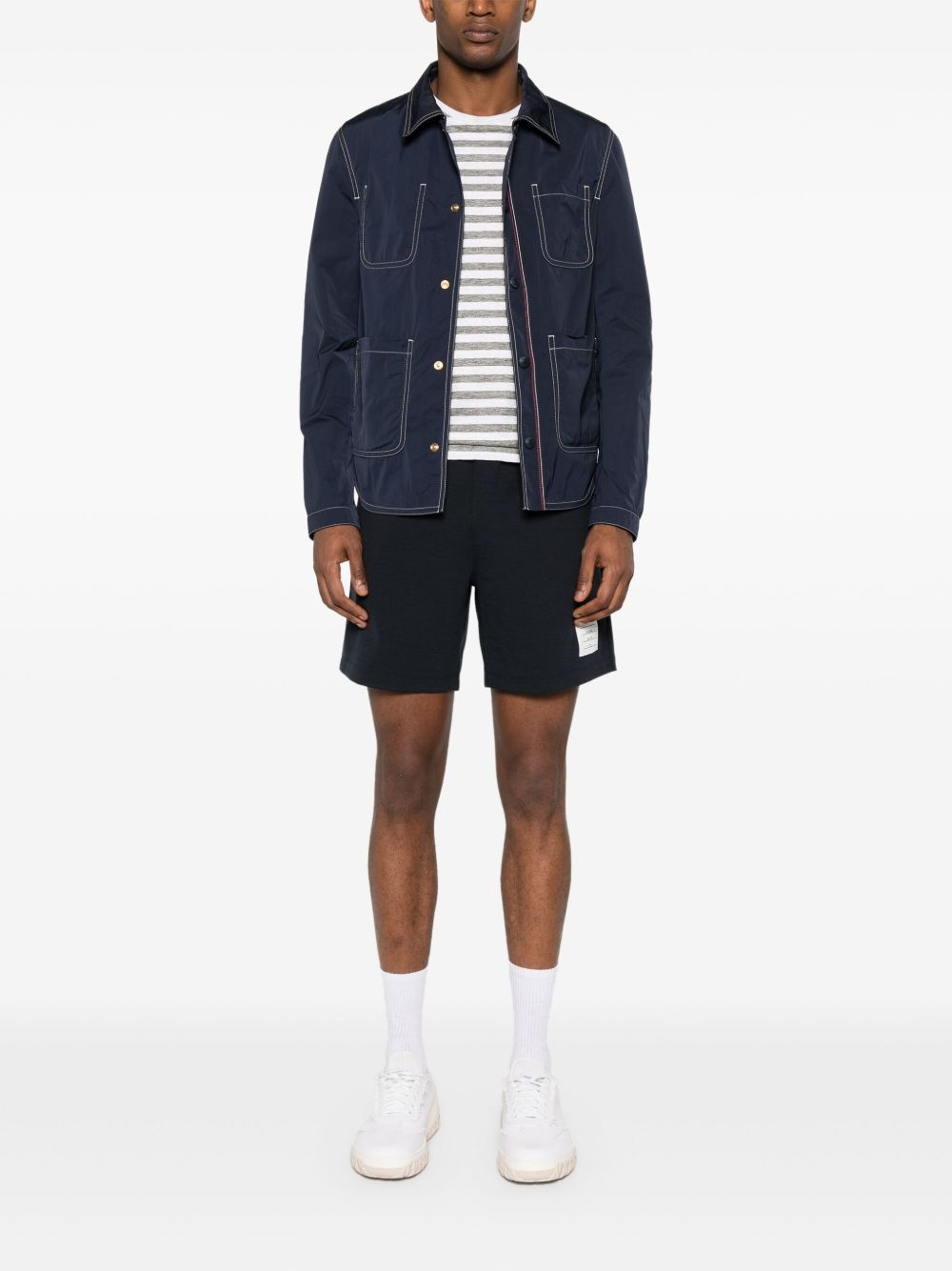 contrast-stitching shirt jacket - 2