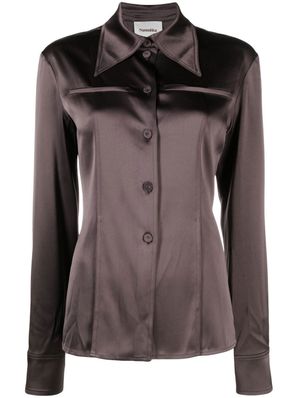 oversized-collar fitted shirt - 1