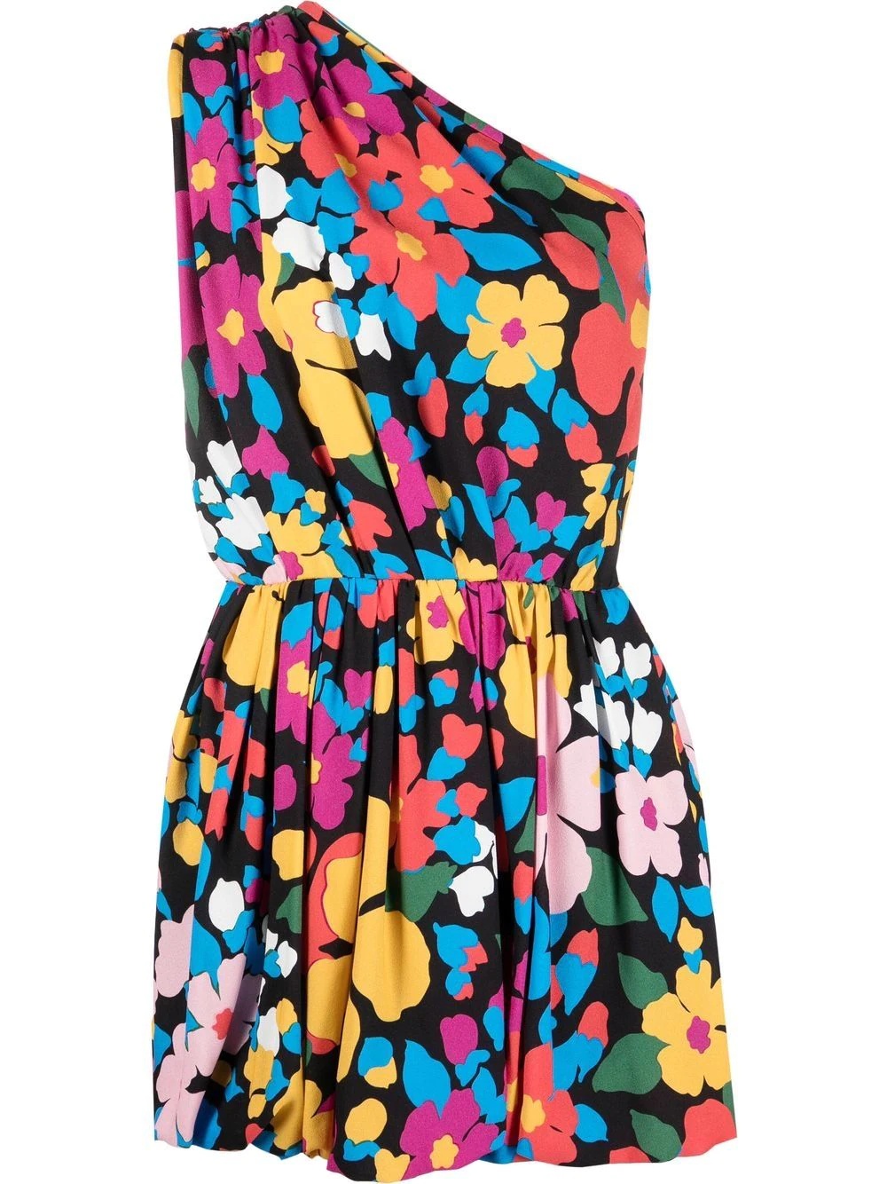 floral-print one-shoulder mini dress - 2