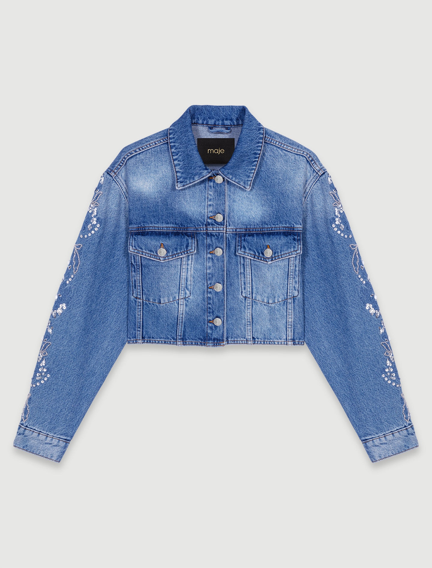 Embroidered denim jacket - 1