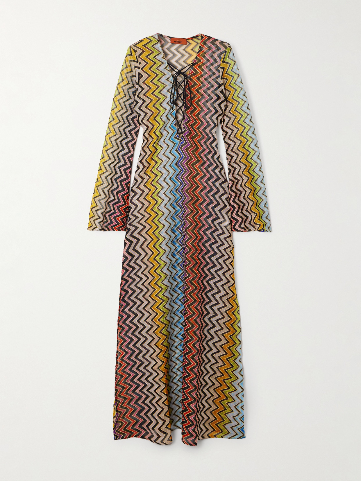 Striped Metallic Crochet-knit Kaftan - 1