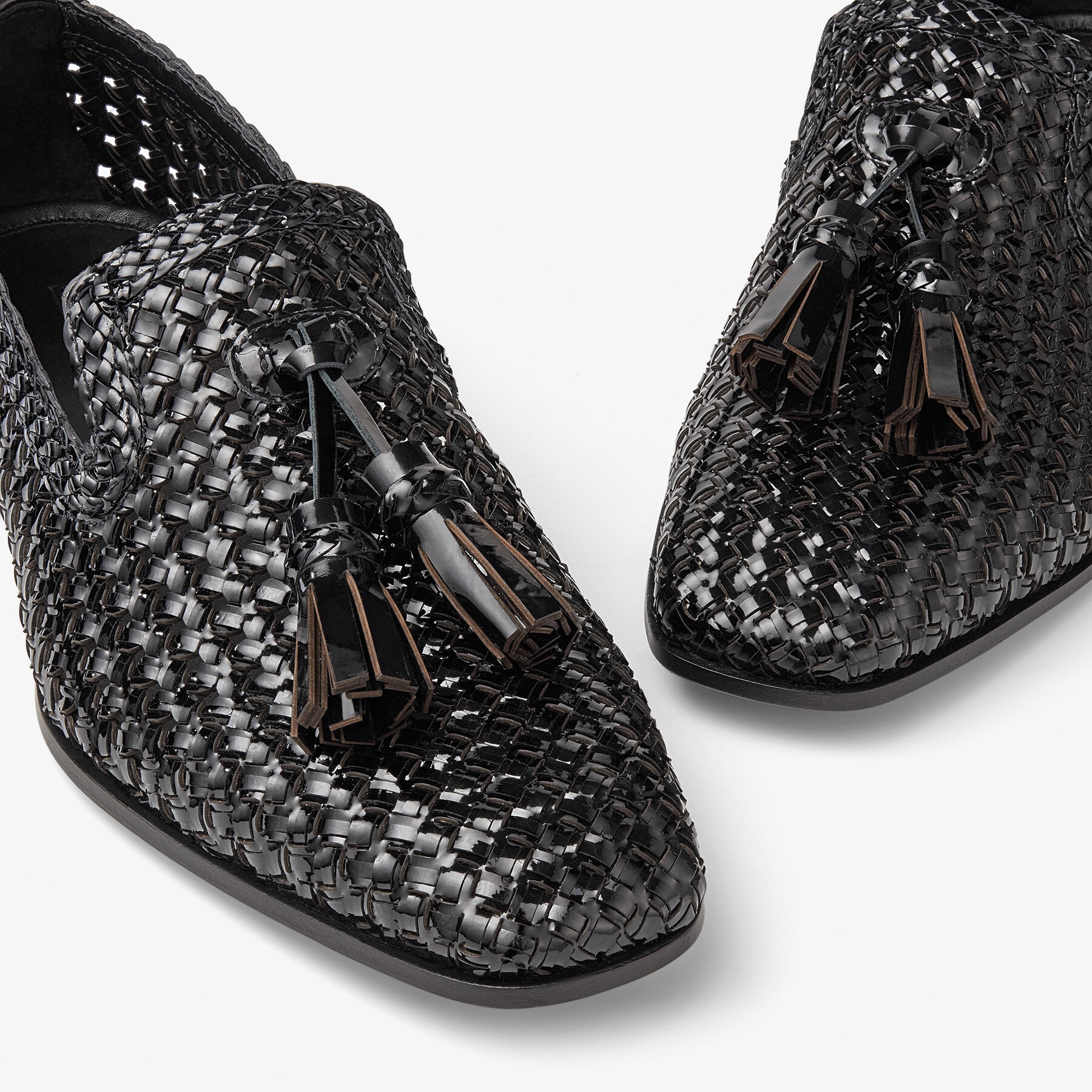Foxley/M
Black Woven Patent Loafers with Tassel - 3