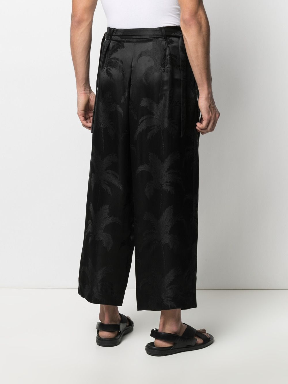 palm-jacquard silk trousers - 4