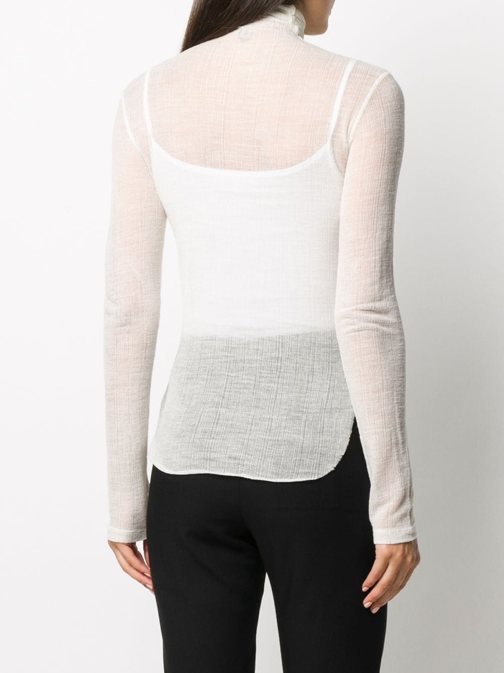 sheer roll neck knitted top - 4