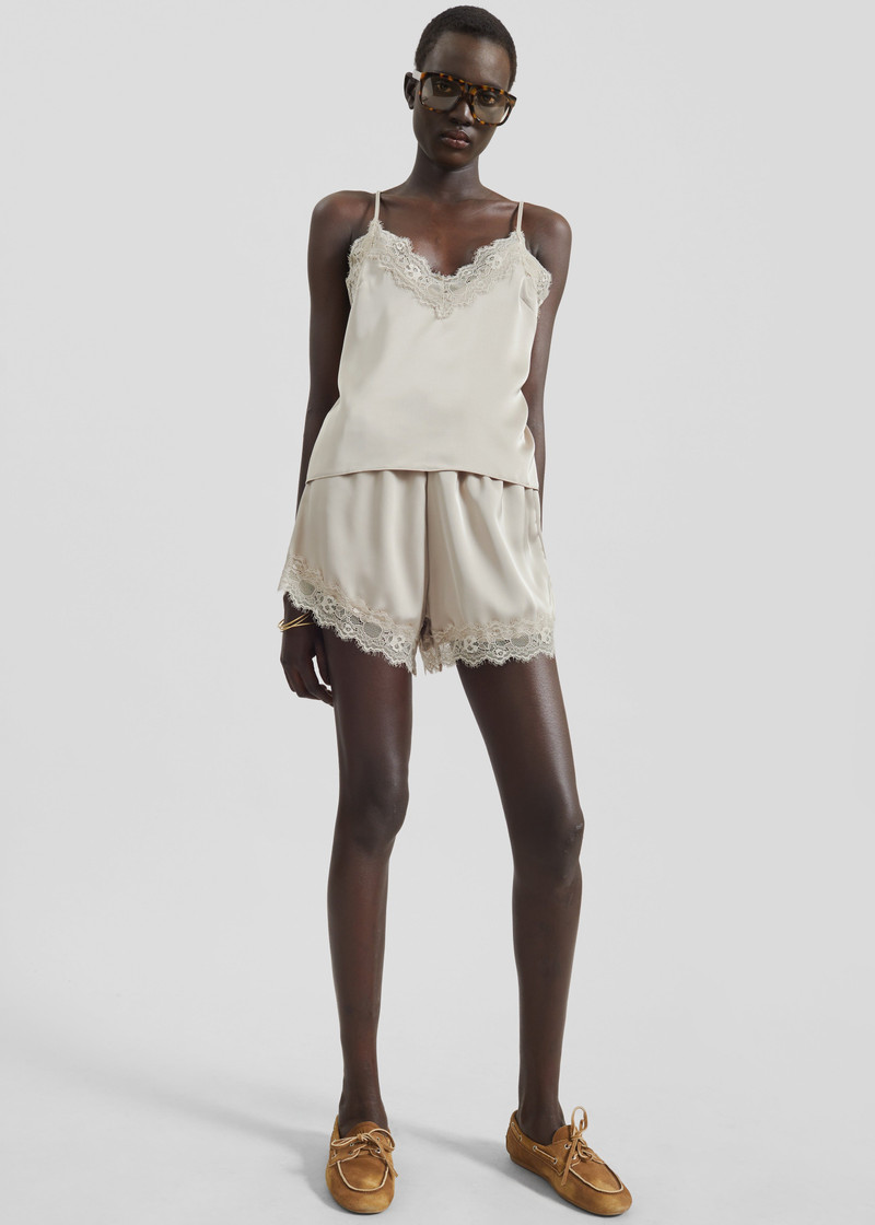 Varnell Satin Lace Shorts - Beige 8