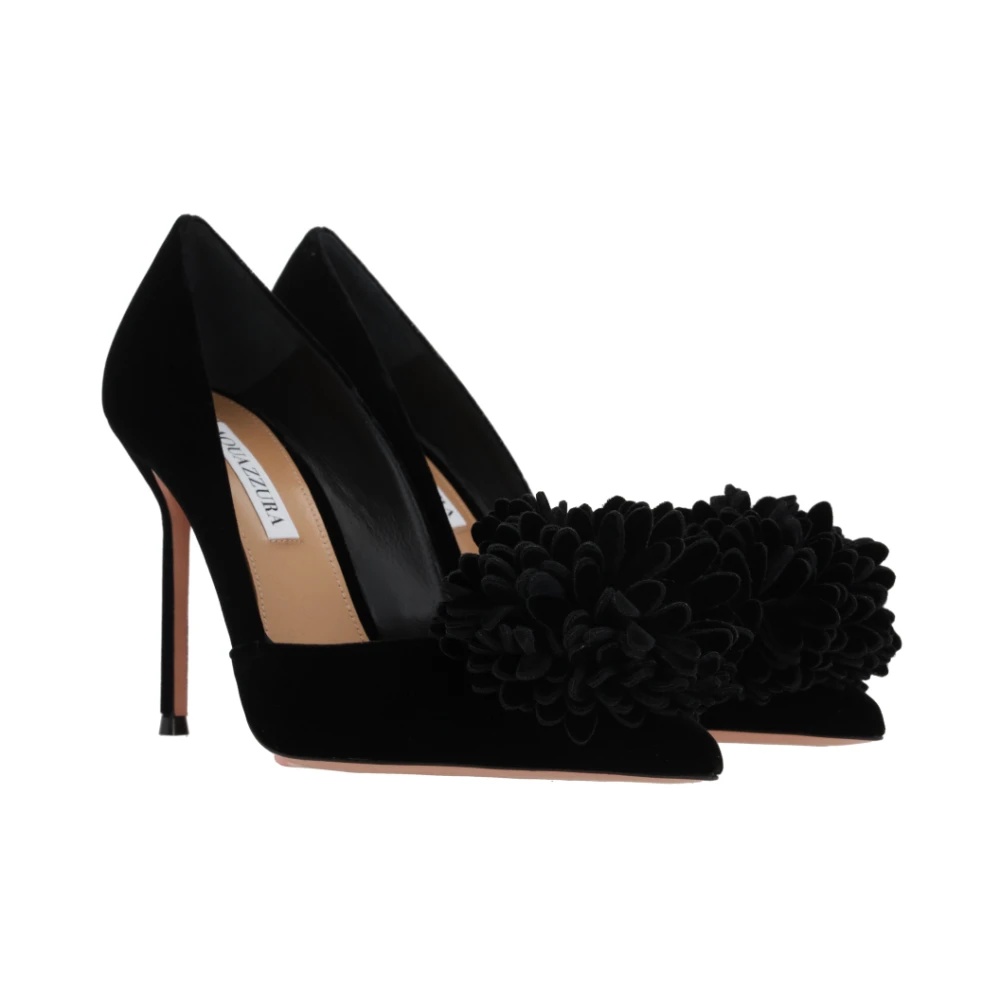 AQUAZZURA BLACK VELVET HEELED PUMPS miinto REVERSIBLE