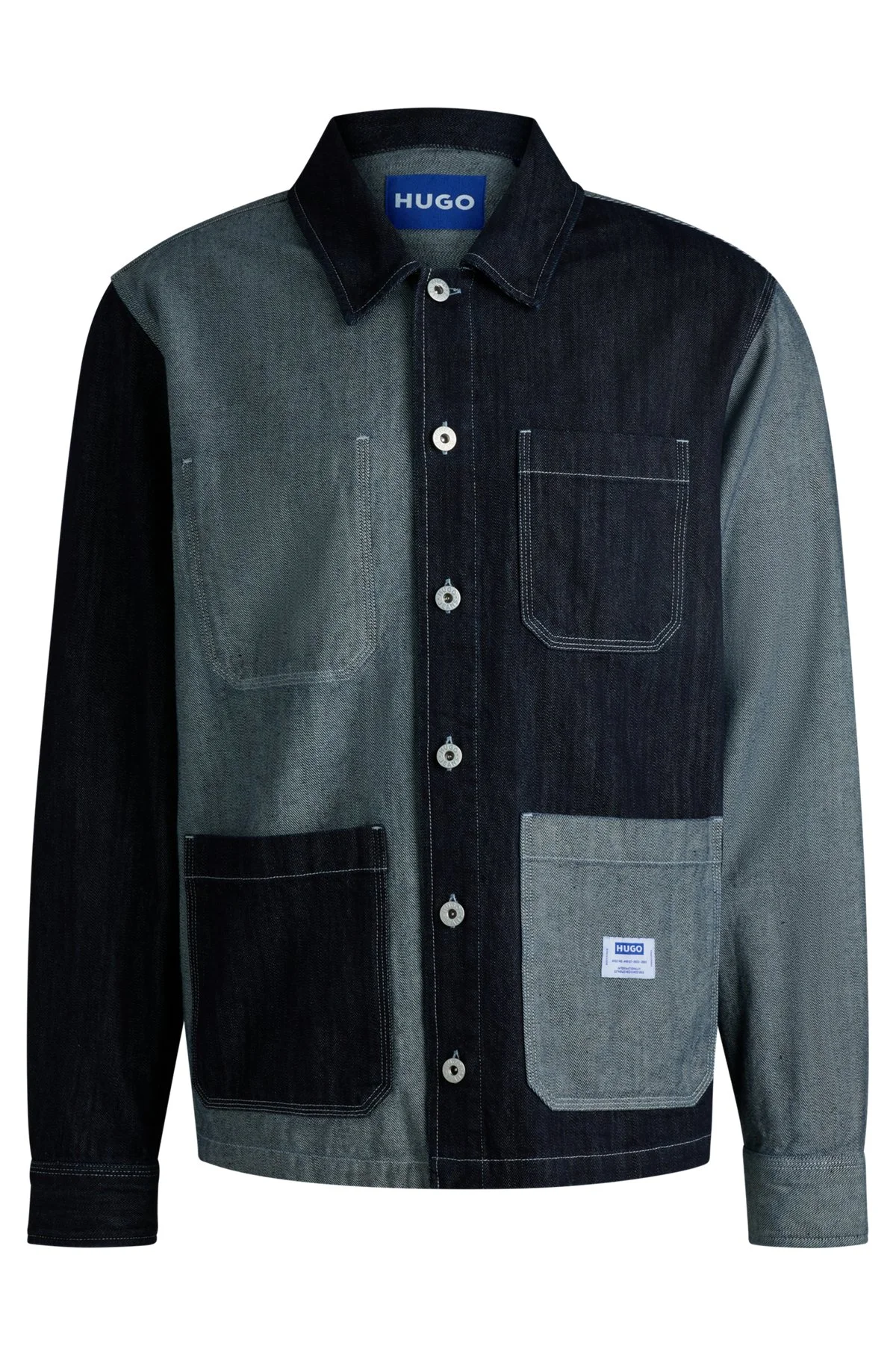RELAXED-FIT OVERSHIRT IN MIXED DENIMS - 1