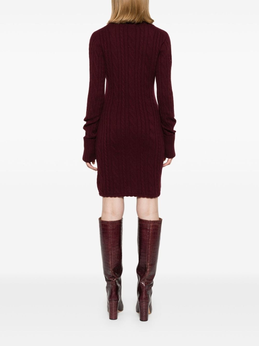 roll-neck cable-knit minidress - 4