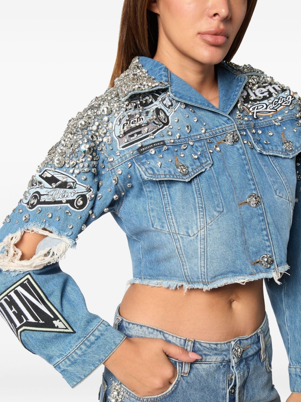 cropped denim jacket - 5