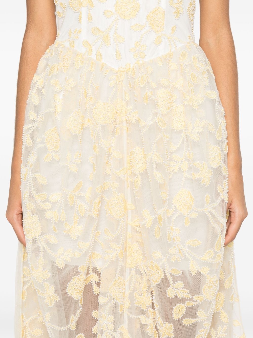 floral-beaded midi dress - 5