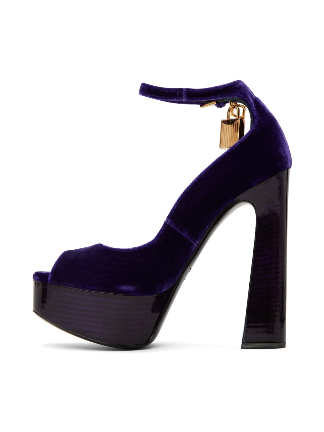 Purple Peep Toe Platform Heeled Sandals - 3