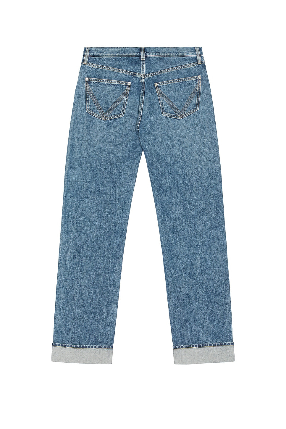 Vintage Indigo Turn Up Denim Straight Trousers - 2
