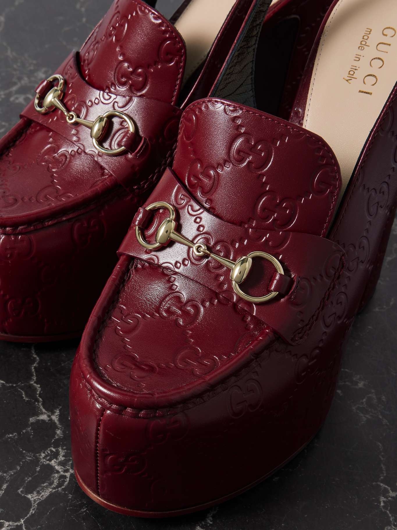 GUCCI Ottavia horsebit-embellished logo-debossed leather