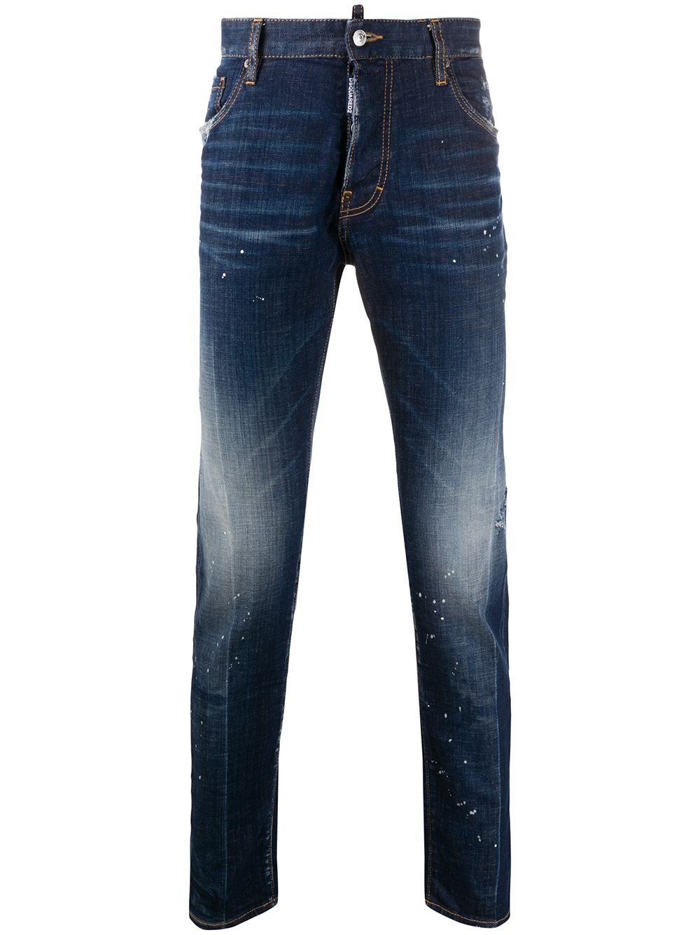 splatter-effect slim-fit jeans - 1