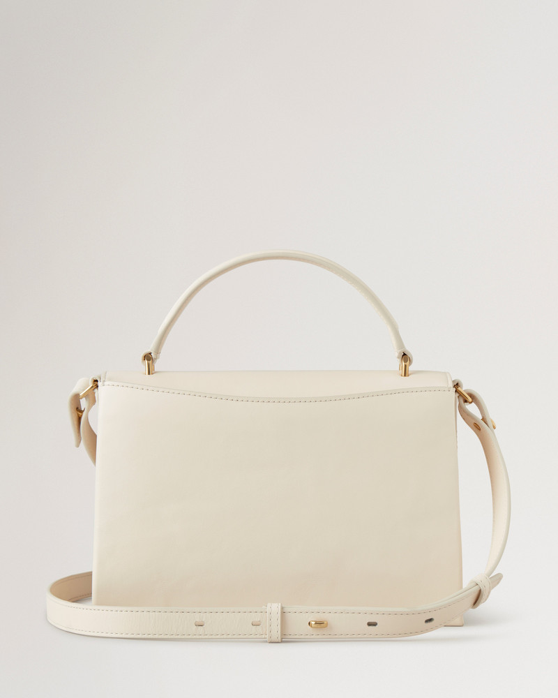 Lana Top Handle Eggshell High Gloss Leather 3