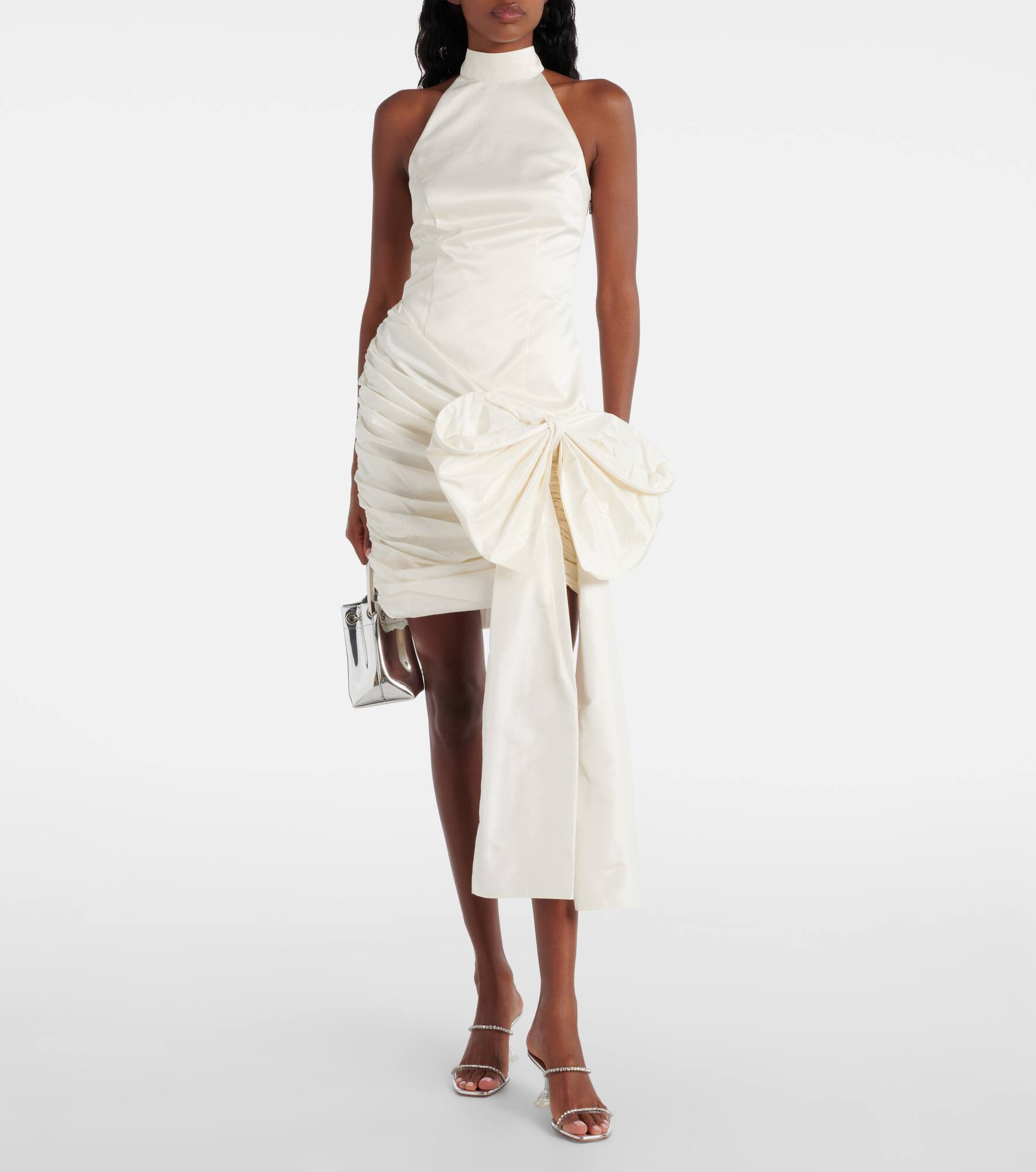 Bow-detail halterneck satin minidress - 2