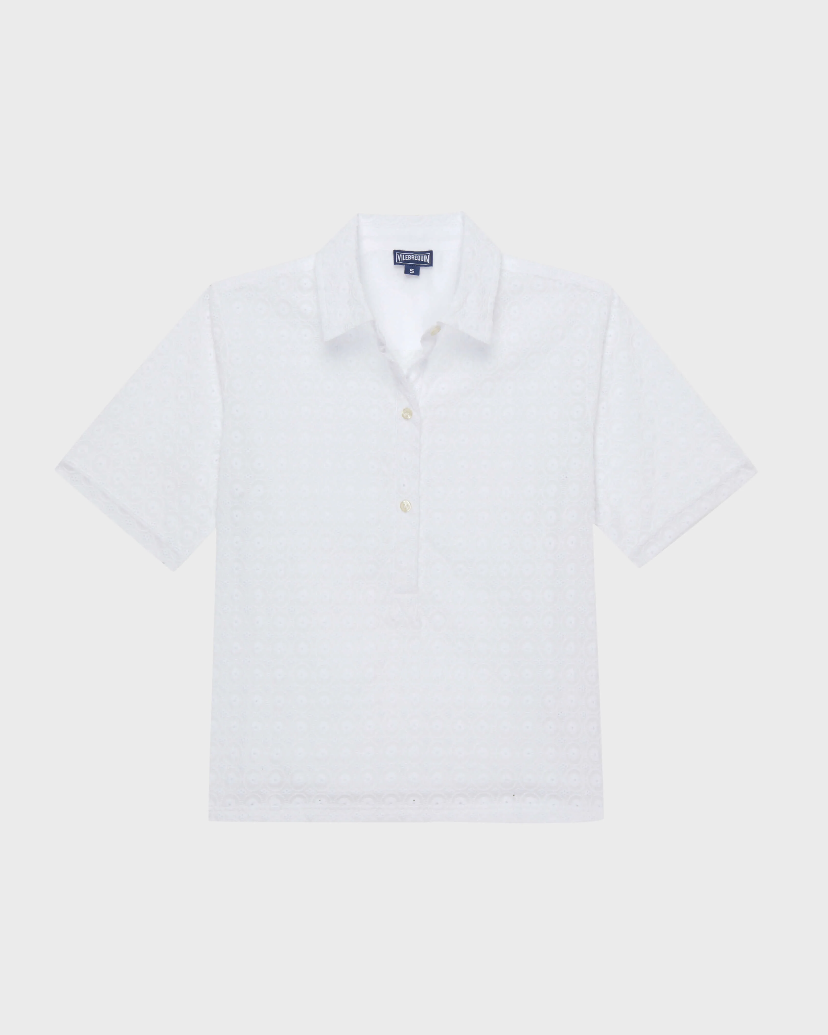 WOMEN COTTON POLO BRODERIE ANGLAISE - 1