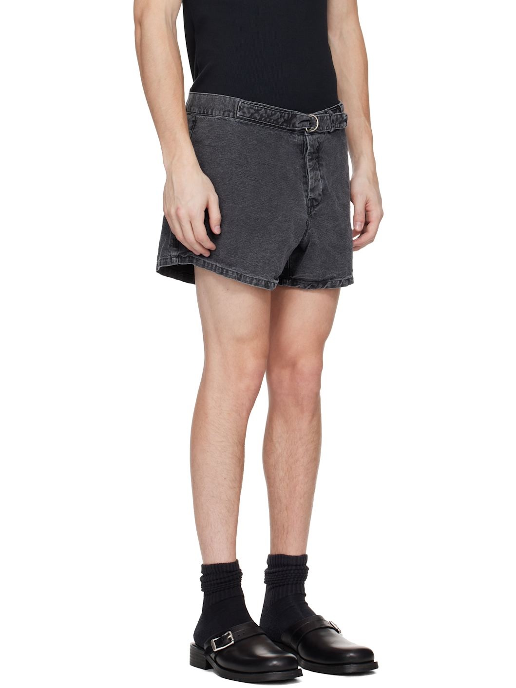 Gray Oyster Trunk Denim Shorts - 2