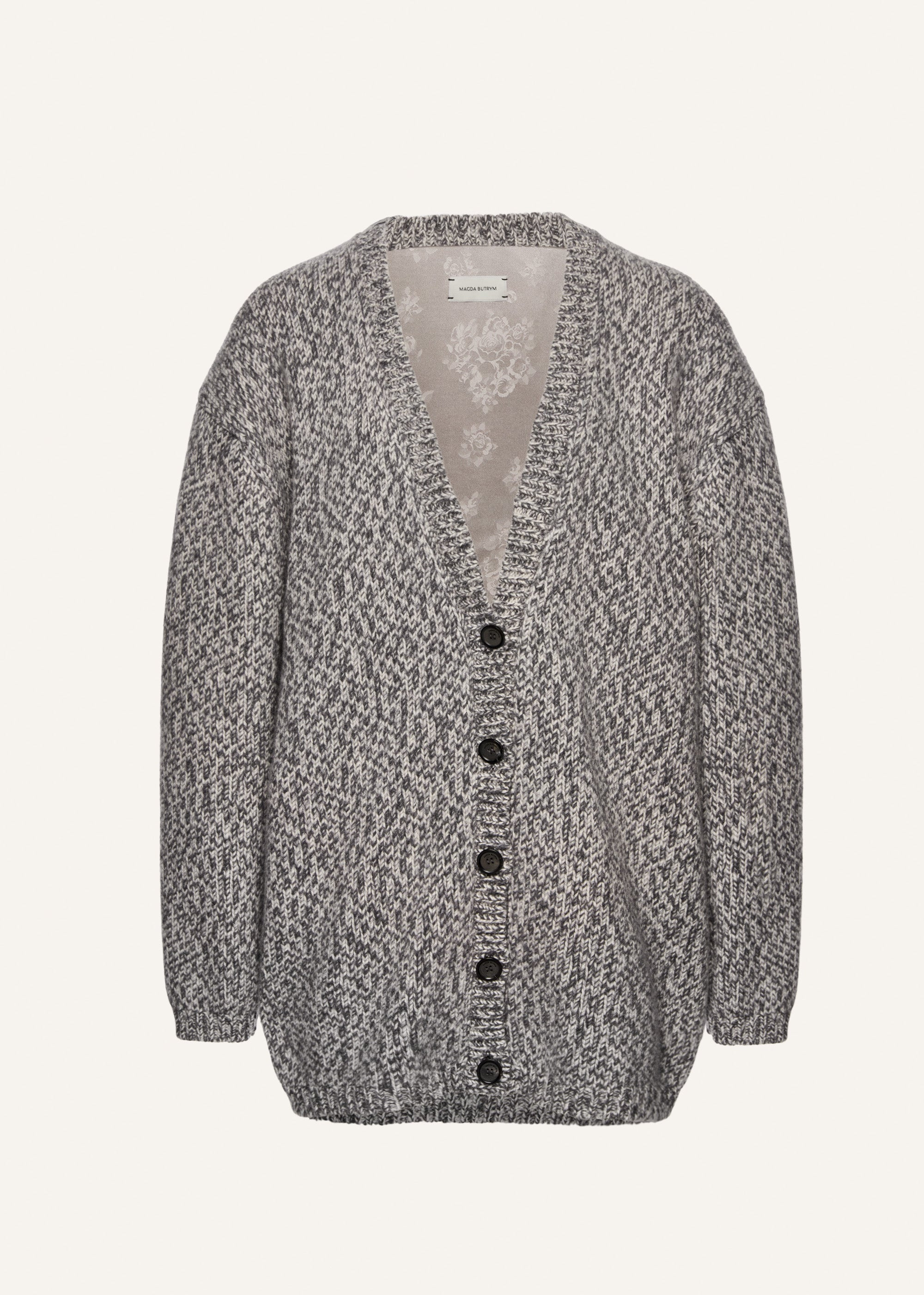 Oversized marled cardigan in grey - 1