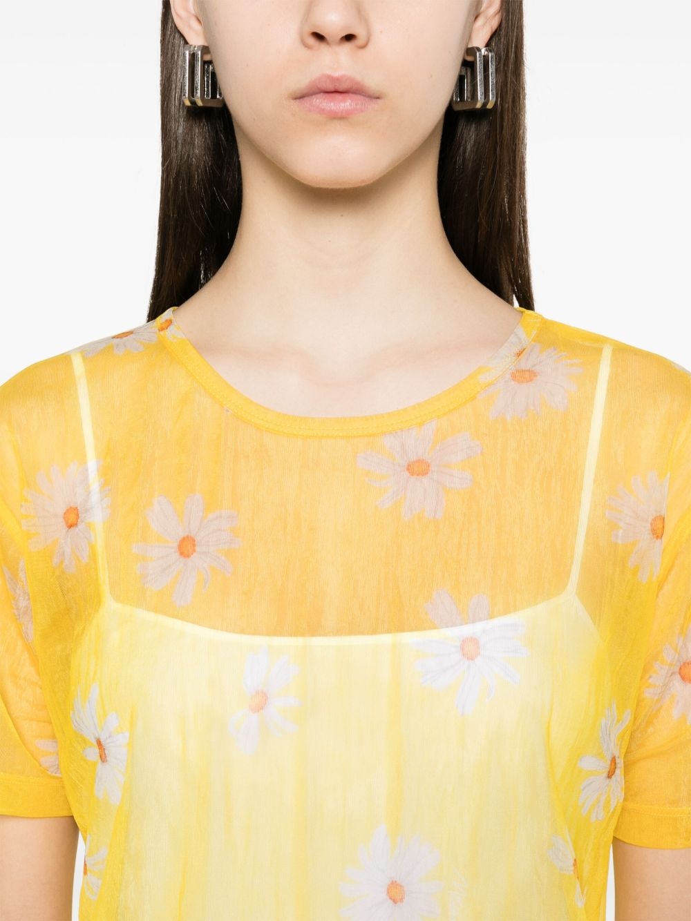 daisy-print mini dress - 5