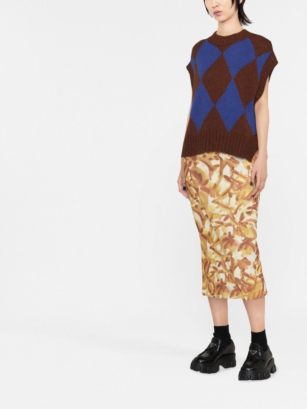 argyle-check knitted vest - 2