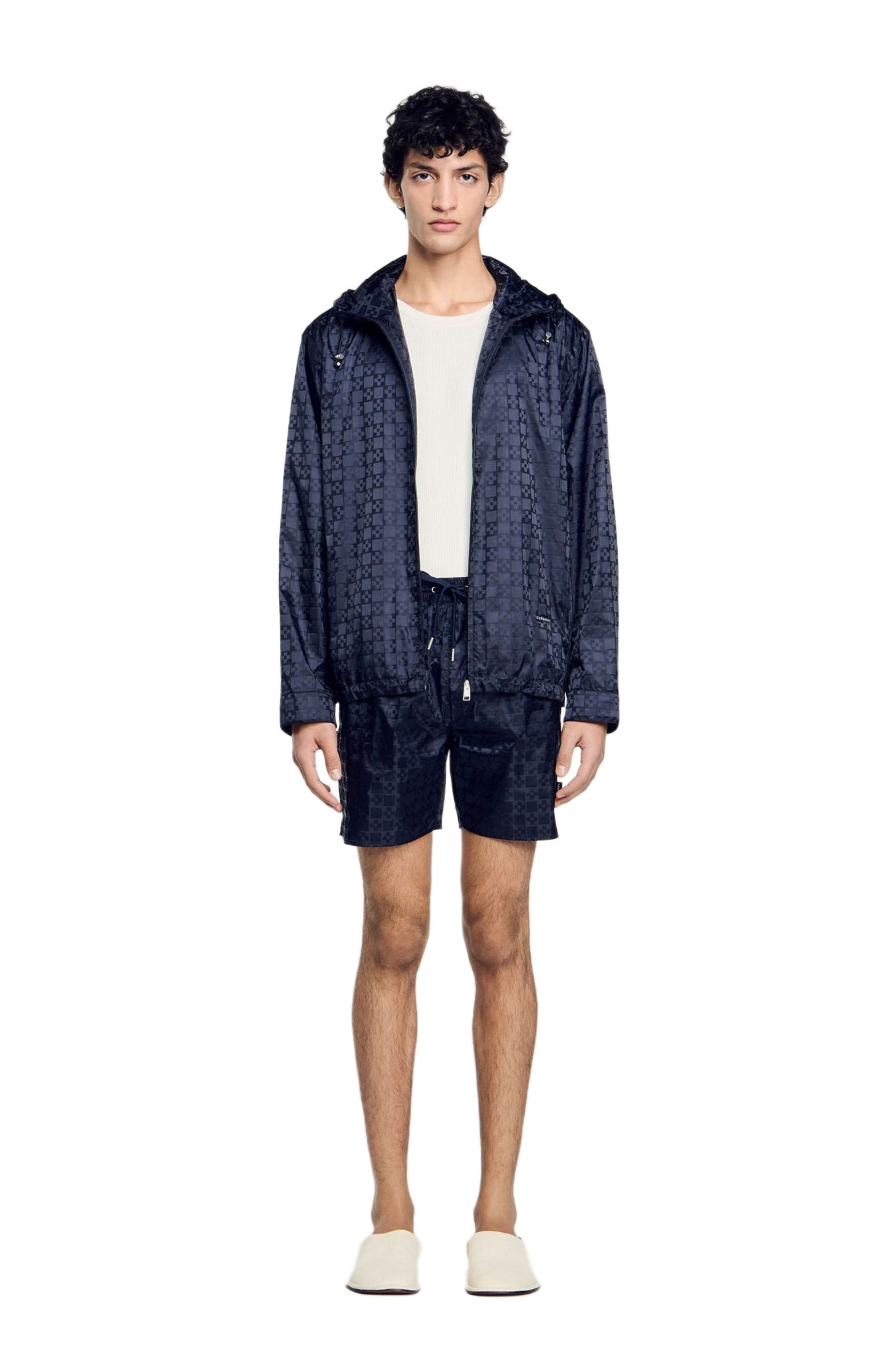 SANDRO Square Cross nylon jacket in Midnight Blue at Nordstrom - 1