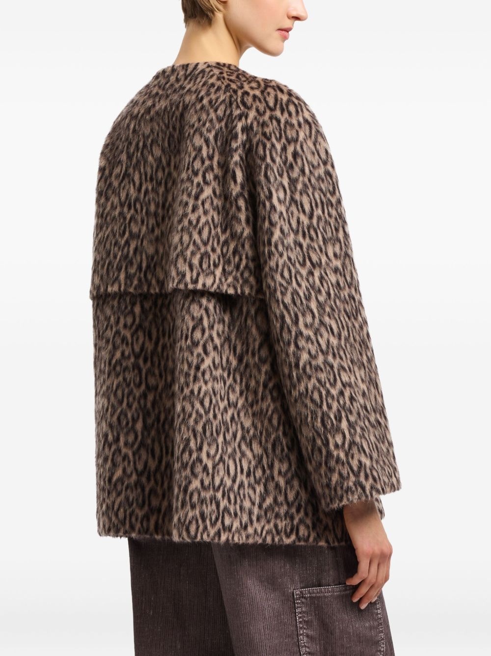 leopard print double-breasted coat - 4