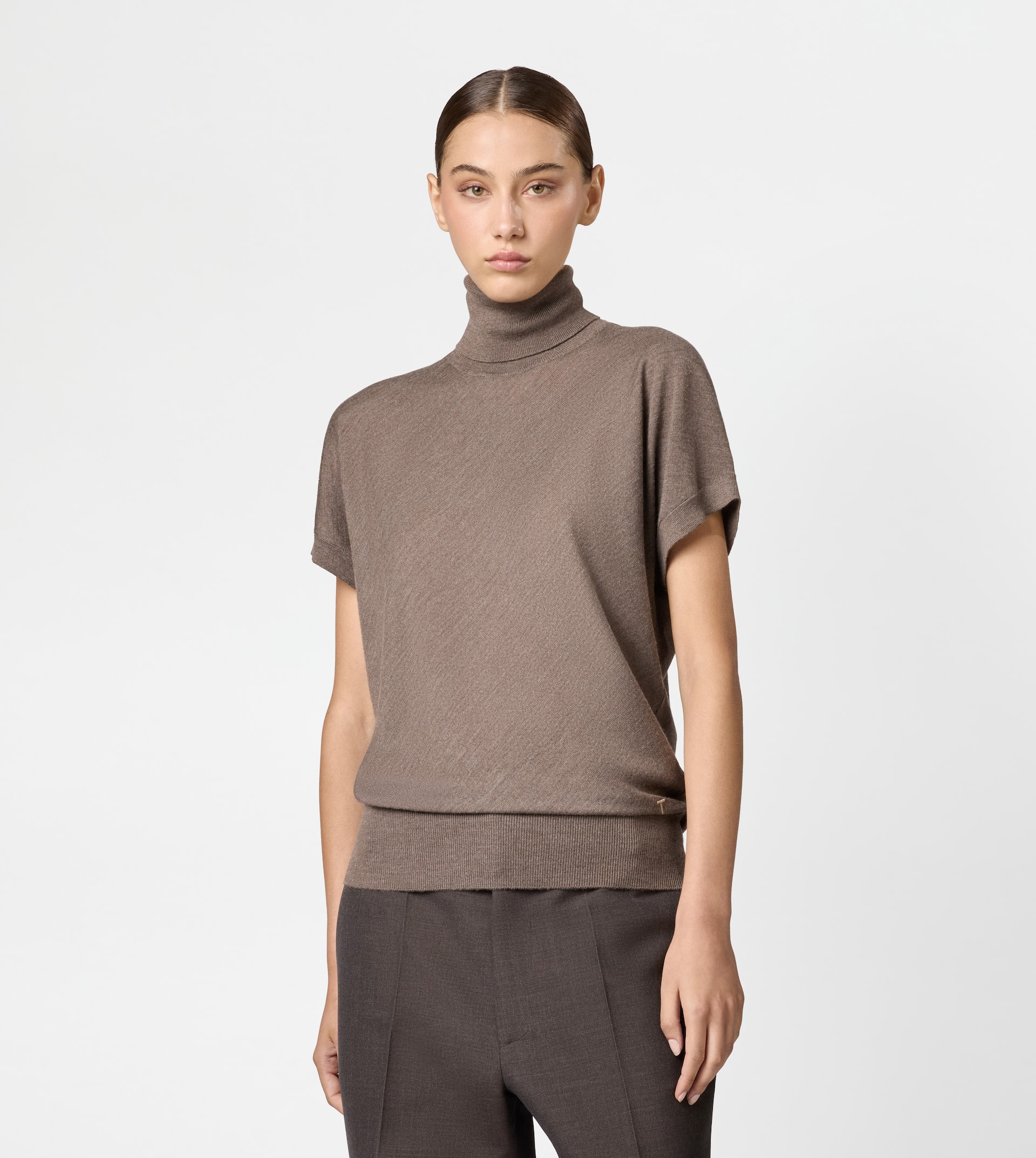 SILK BLEND TURTLENECK - BROWN - 3