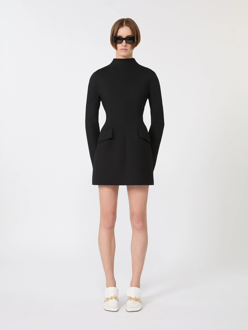 Sportmax TEFRITE Short, contoured gabardine dress - BLACK outlook