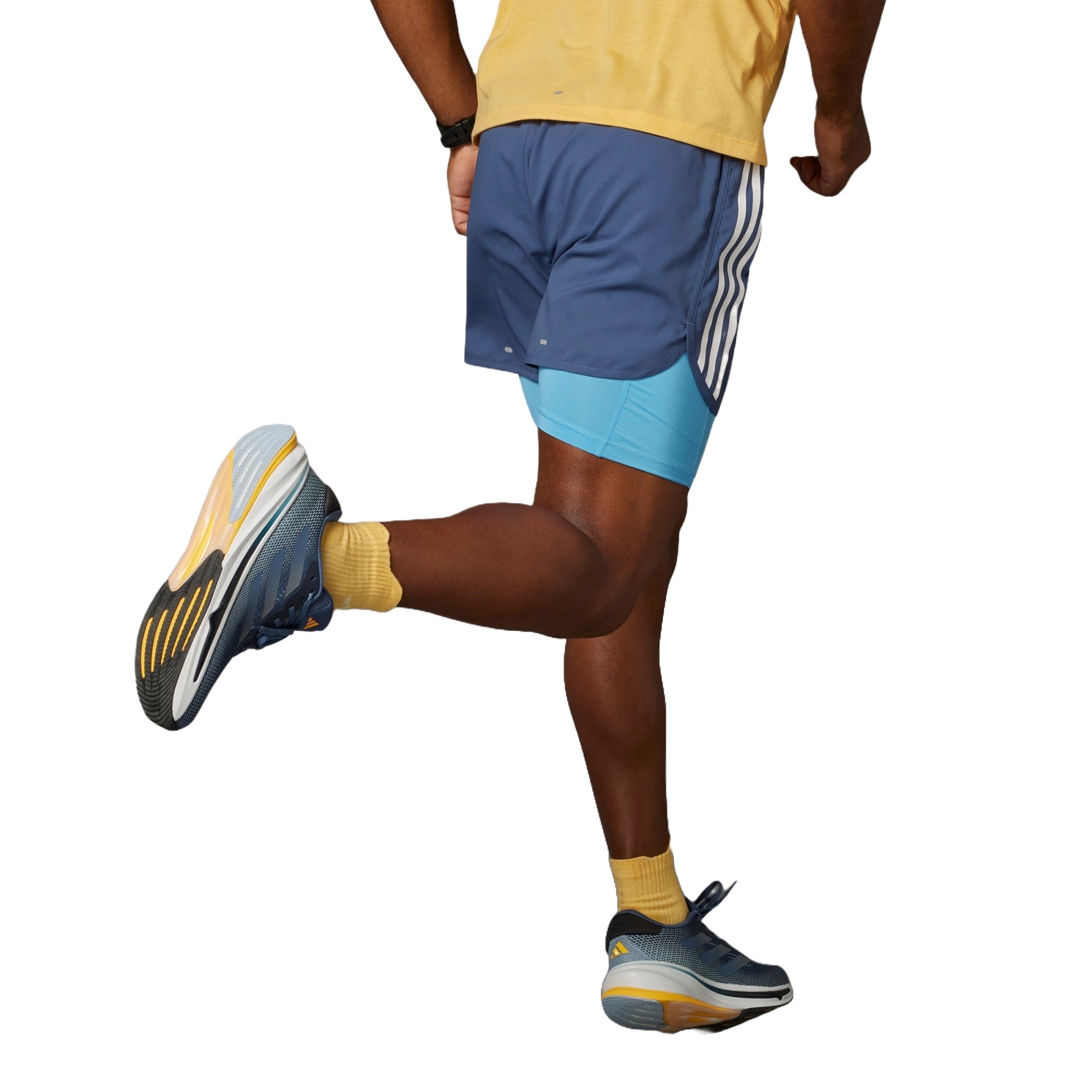 adidas Own The Run 3-Stripes 2-in-1 Shorts Asia Sizing 'Blue' IK4980 - 2