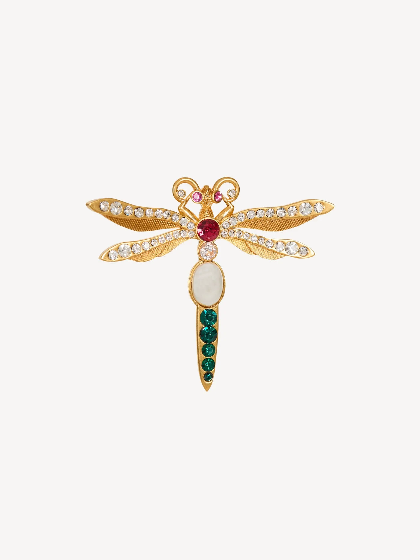 Brass and crystal Insect brooch - 1