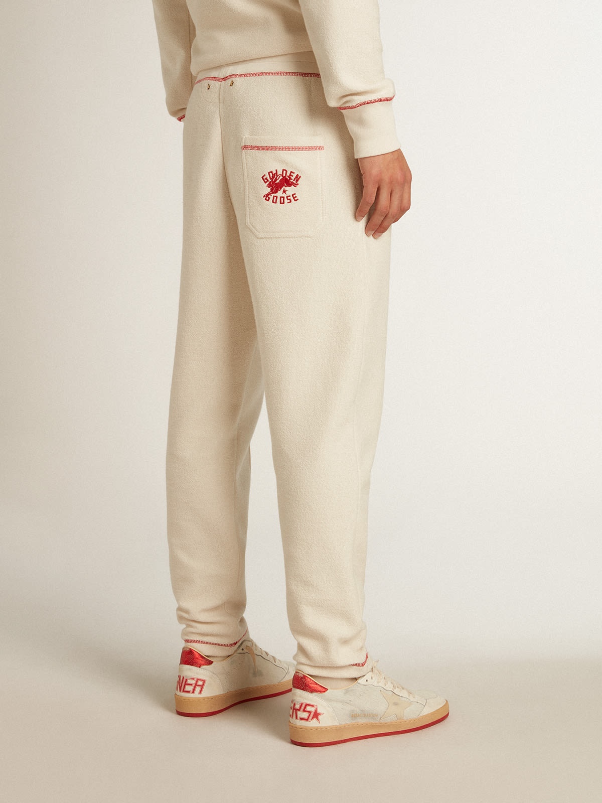Men’s heritage white joggers with CNY logo - 5