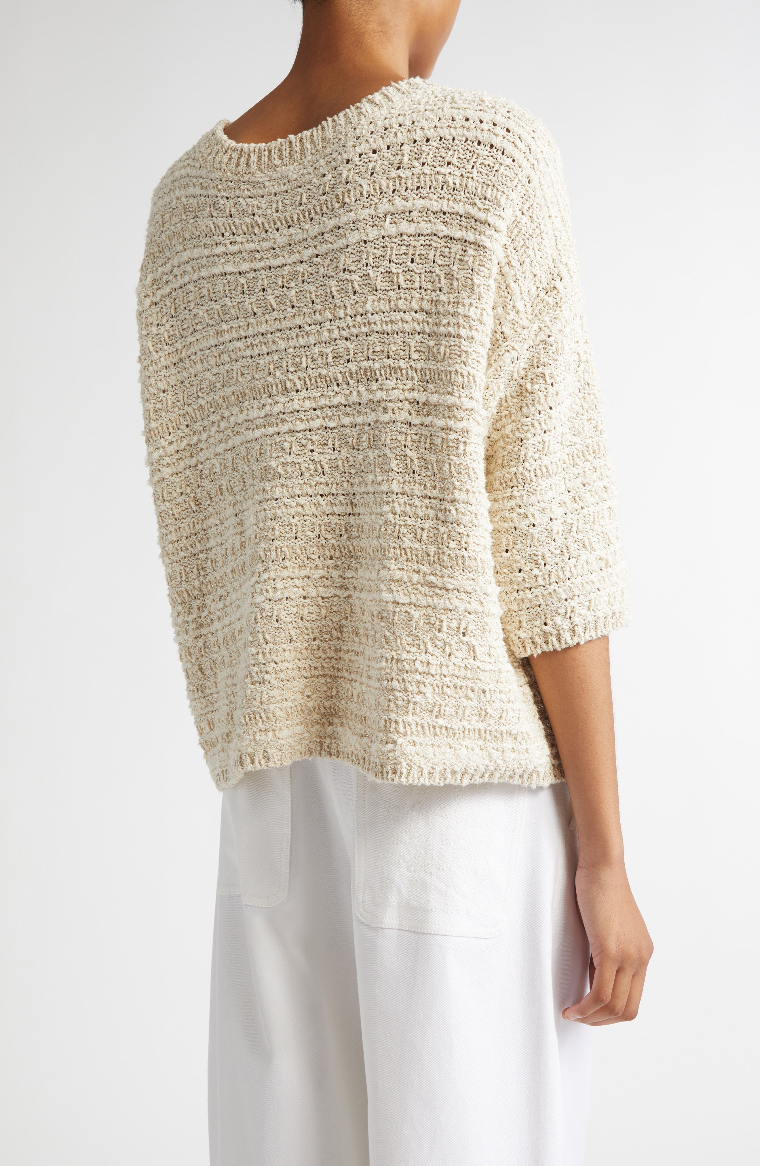 Max Mara Arda Cotton Blend Sweater in Ivory at Nordstrom - 3