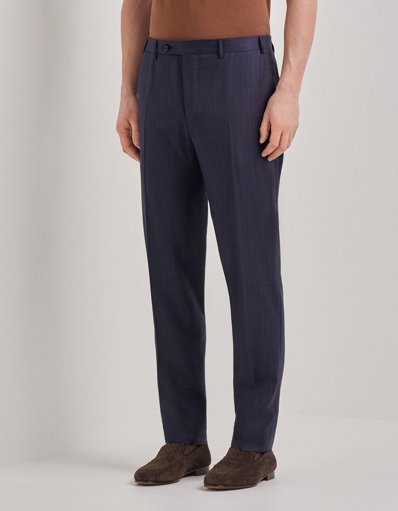 LIGHT BLUE DENIM-EFFECT WOOL REGULAR-FIT SUIT 60
