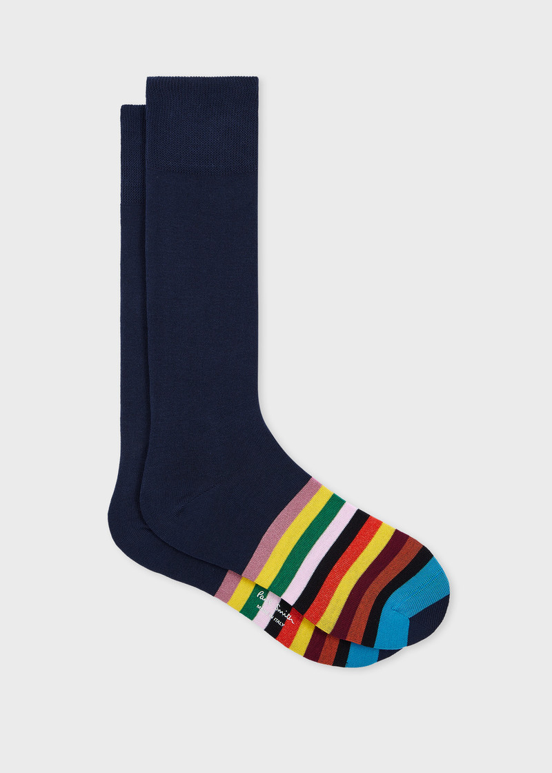 Navy 'Signature Stripe' Tipping Socks 1